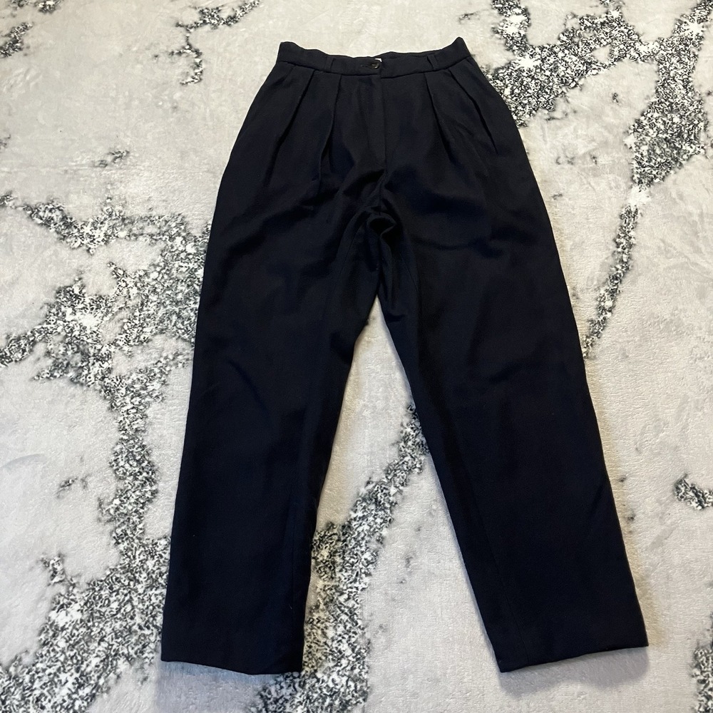 Vtg Marie Ellyse Pants Womens Size 10 Black‎ Wool Cashmere Blend Pleated Trouser